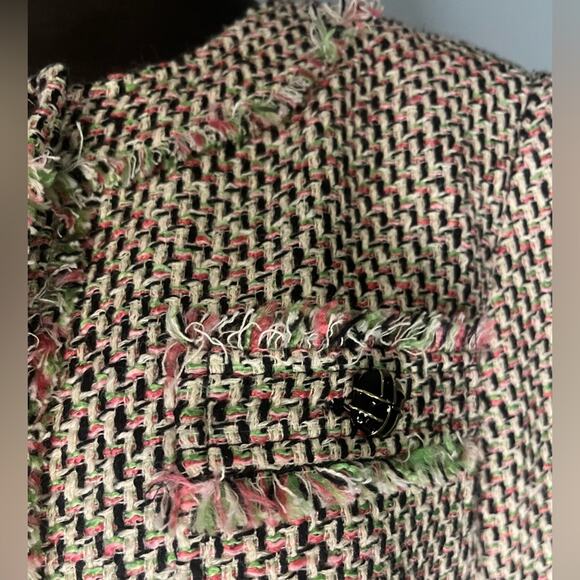 Talbots Tweed Multicolored Ladylike Office Neon Artsy Colorful Blazer 12P - Picture 6 of 8